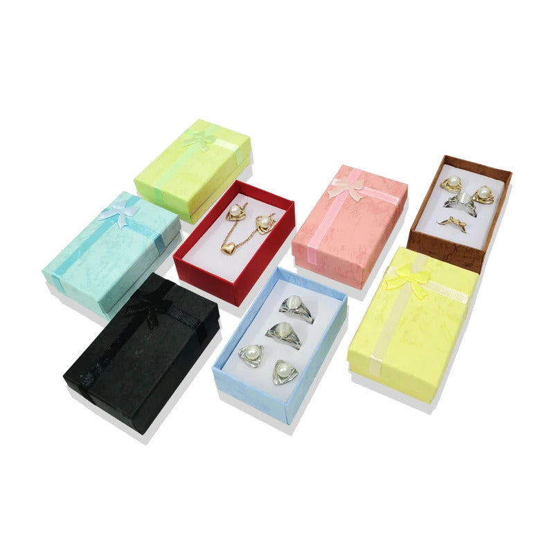 12 pcs High Quality Paper Ring Necklace Set Jewelry Necklace Earrings Rectangular Package Gift Box 5*8*2.5cm