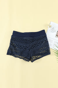 Blue Lace Shorts Attached Swim Bottom