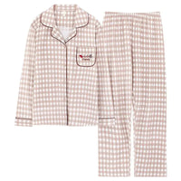 100% Cotton Long Sleeve Cardigan Pajama Set For Middle-aged Elderly Women Autumn Outer Wear Homewear