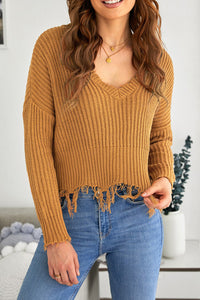 Color block Love Distressed Sweater