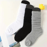 3 Pairs Pleated Mid Length Socks Women's Fashion Lolita Bubble Socks Comfort Non Pilling Autumn Versatile Girl Elephant Socks