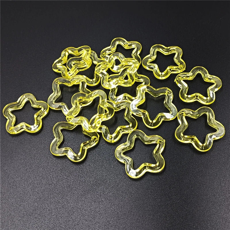 10Pcs 30mm Acrylic Transparent Hollow Star Loose Beads DIY Jewelry Pendant Keychain Windbell Handmade Fashion Accessories