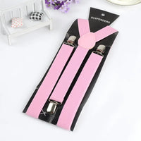 Solid Color Elastic Leather Suspenders Braces Men Women Black Blue Red Adjustable Straps For Wedding Suit Skirt Accessories Gift