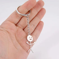 Teamer Funny Middle Finger Stickman Keychain 2024 Cute Trend School Bag Car Key Pendant Couple New Trinket Gift Keyring