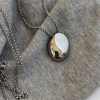 Metal Large Geometric Oval Water Drop Pendant Necklace for Women Girls Stainless Steel Long Style Sweater Chain Jewelry Gifts