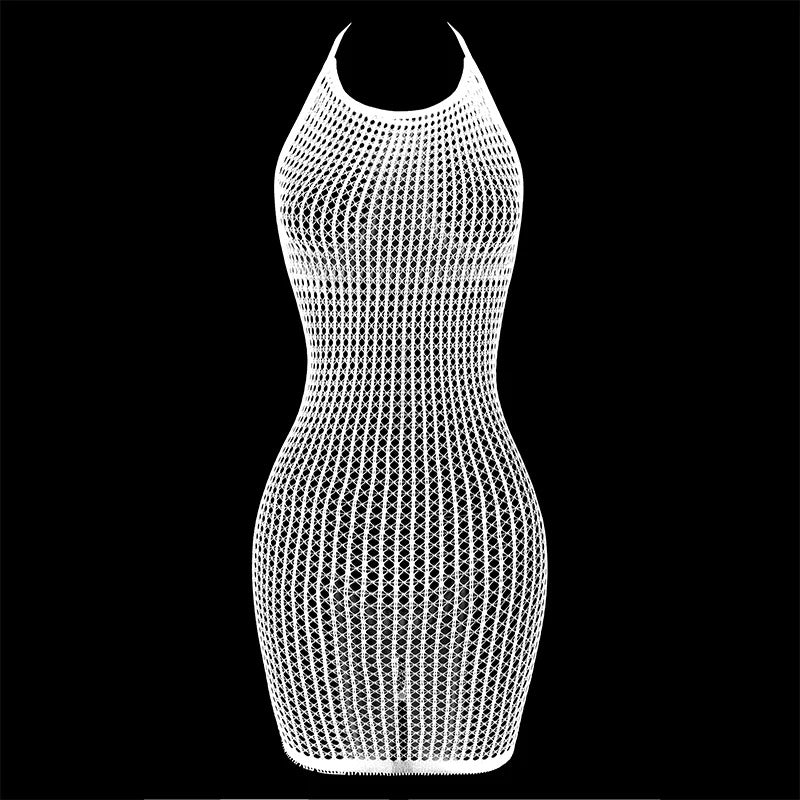 1PC Women Sexy Fishnet Cover Up Without Bikini Hollow Out See Through Bodycon Dress Beachwear Summer Women's Swimwear DS140