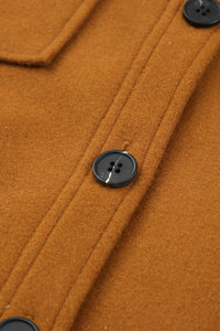 Brown Long Sleeve Pockets Buttoned Shirt Jacket