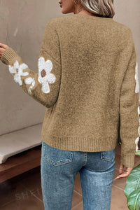 Jet Stream Flower Sleeve Drop Shoulder Sweater