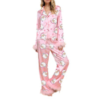 Christmas Women's 2 Piece Pajama Sets Long Sleeve Santa/Christmas Tree/Boots Print Shirts Tops Pants Sleepwear Nightwear Pyjamas