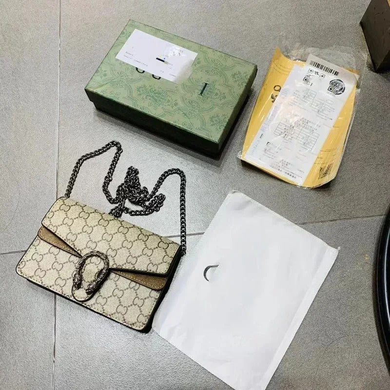 Women's Bag Shoulder Oblique Span Fashion Designer Bag Bacchus Chain Bag with Gift Box and Dust Bag Mobile Phone Change