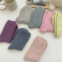 Winter Thicken Warm Long Socks Rabbits Hair Women's Socks Solid Thermal Cashmere Harajuku Crew Sock News Fashion Japanese Kawaii