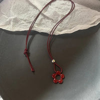 Delicate Flower Charm Necklace Hollow Flower Pendant Necklace with Adjustable Knot Resin Material Perfect for Wedding Dropship