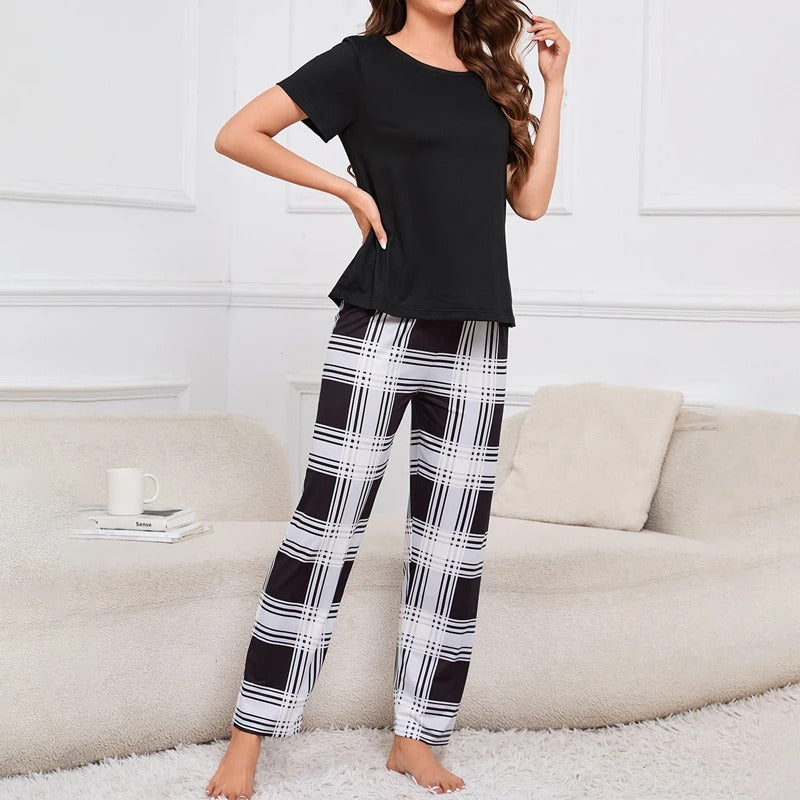 Women's Pajama Set Casual Heart print T-Shirt With Pants Sleepwear Loungewear Nightwear 2 Piece Sets Pijama Pajamas for women