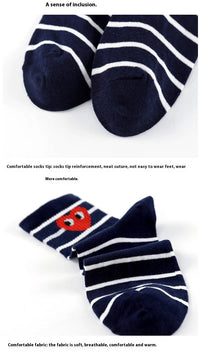 Korean version of black and white striped polka dot solid color love tide socks sports ins style trend casual socks