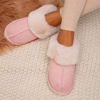 Closed Toe Warm Cotton Slippers Women Faux Fur Thicken Plush Winter Home Shoes Woman Lightweight Casual Indoor Slides Female