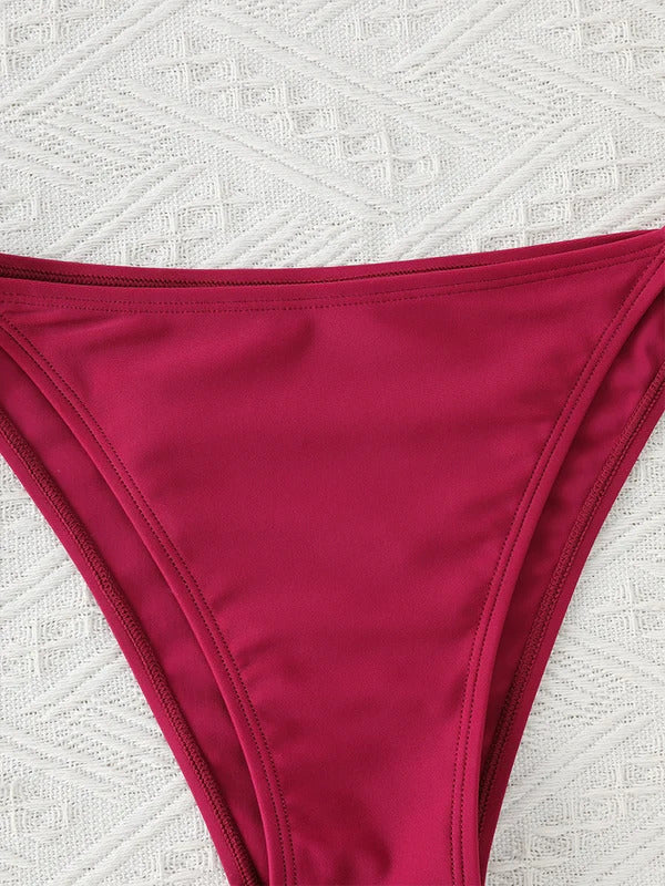 Women Thong Bikini Set Side Lace-up Sexy Swimsuit Bandage Neck Tie Swimwear Adjustable Brazilian Style Bikini Underwear