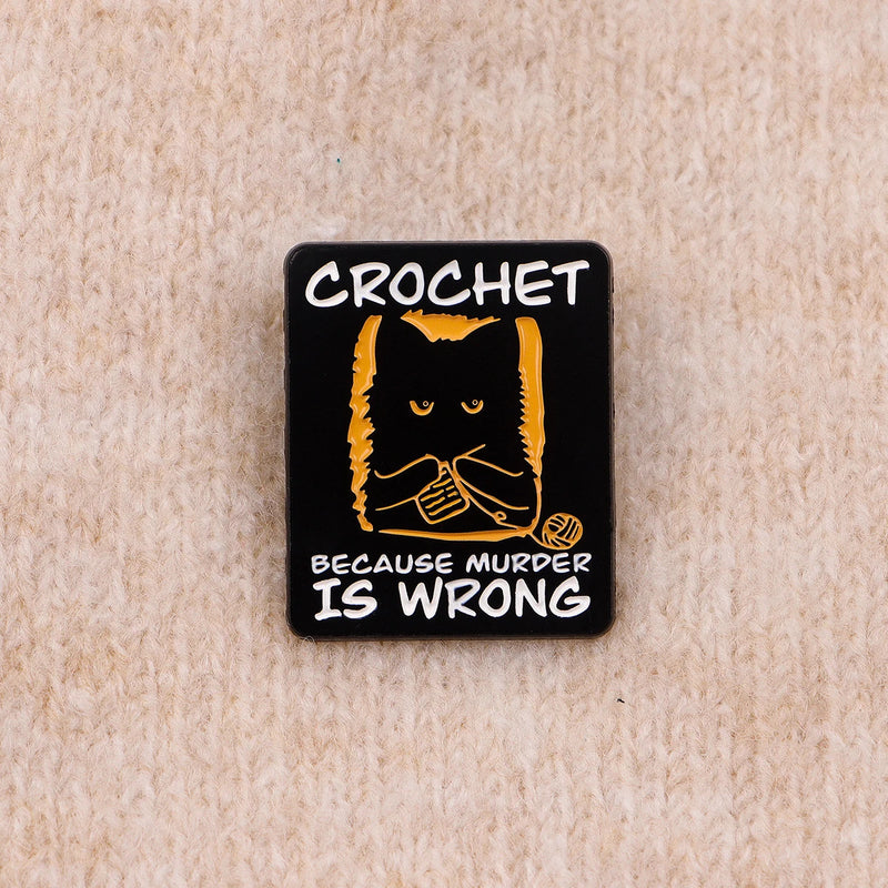 Black Cat Crochet Enamel Pin Funny Brooch Pines Lapel Pins Badge on Backpack Clothing Accessories Animal Jewelry Friends Gifts