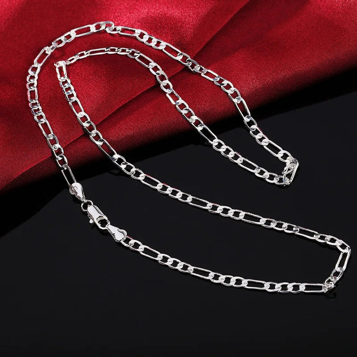 Noble New Arrive Silver Color 4MM Chain for Men Women Bracelet Necklace Jewelry Set Lady Christma Gifts Charms Wedding