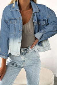 Sky Blue Contrast Washed Gradient Denim Jacket