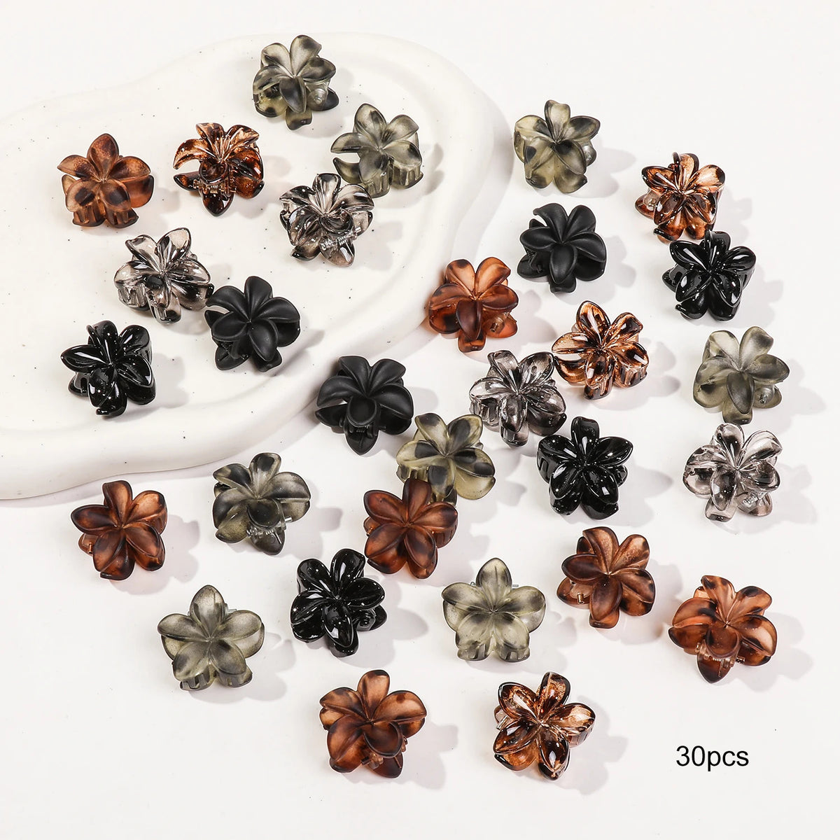 Mini Flower Hair Clips Pack for Women - Creaseless Styling Claw Clips for Bangs and Tiny Hair Styling