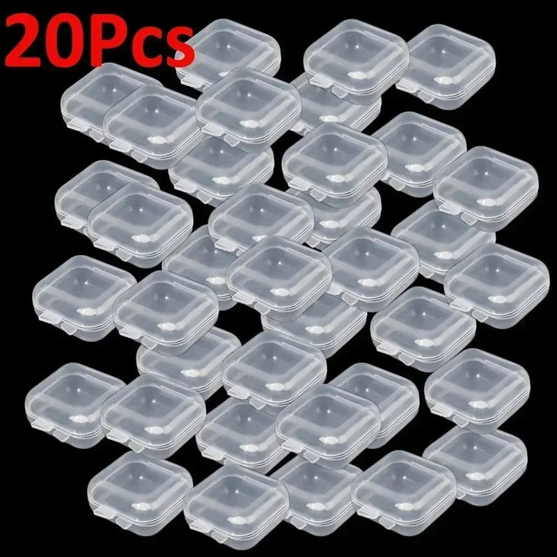 Mini Plastic Jewelry Storage Box Square Transparent Flip Portable Pill Container Jewelry Holder Packaging Earrings Display Case