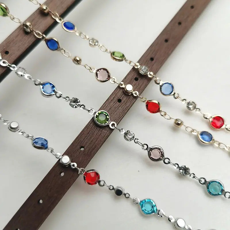 Fashion Colorful Crystal Chain Necklace for Women Simple Silver Color Long Y-shaped Clavicle Chain Necklace Party Jewelry Gifts