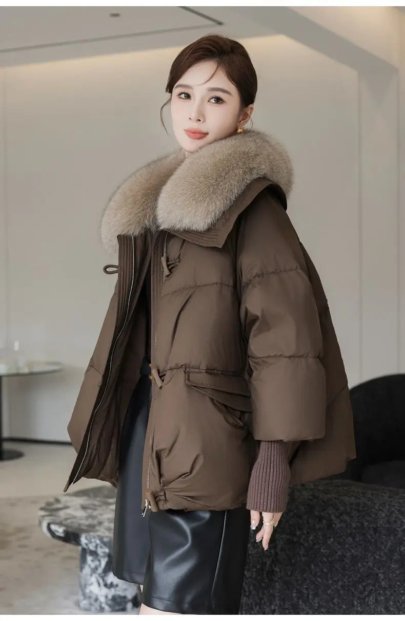 Women's Cotton Coat,Spliced Jacket,Korean Parkas,Female Clothing,Fur Collar,Winter,New