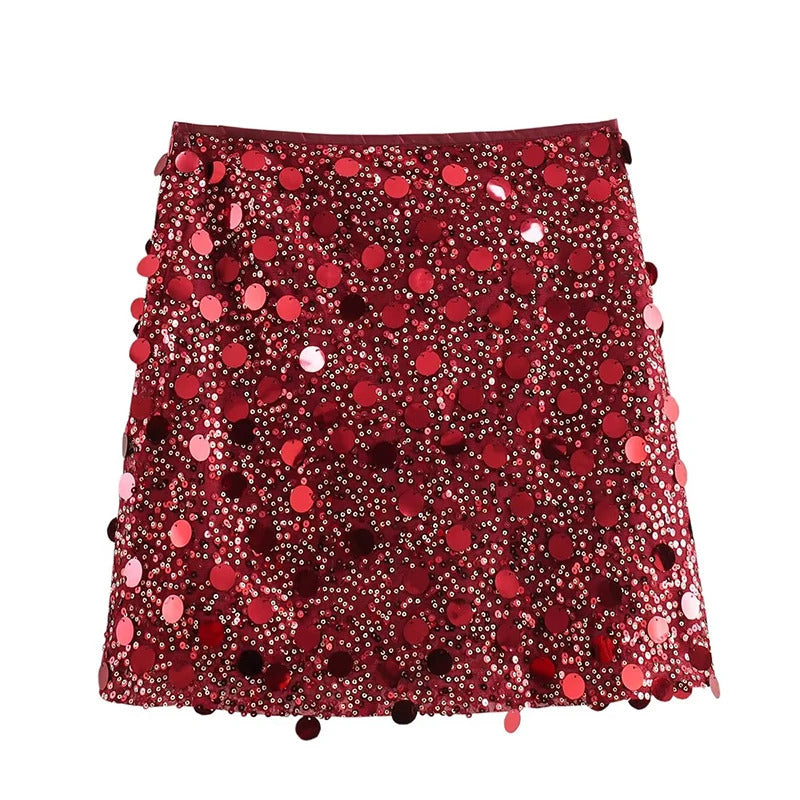 Koekop Fashion Summer Women's Skirt Streetwear Glitter Short Skirt Sequin Mini Skirt Women Luxury High Waist Skirts for Woman