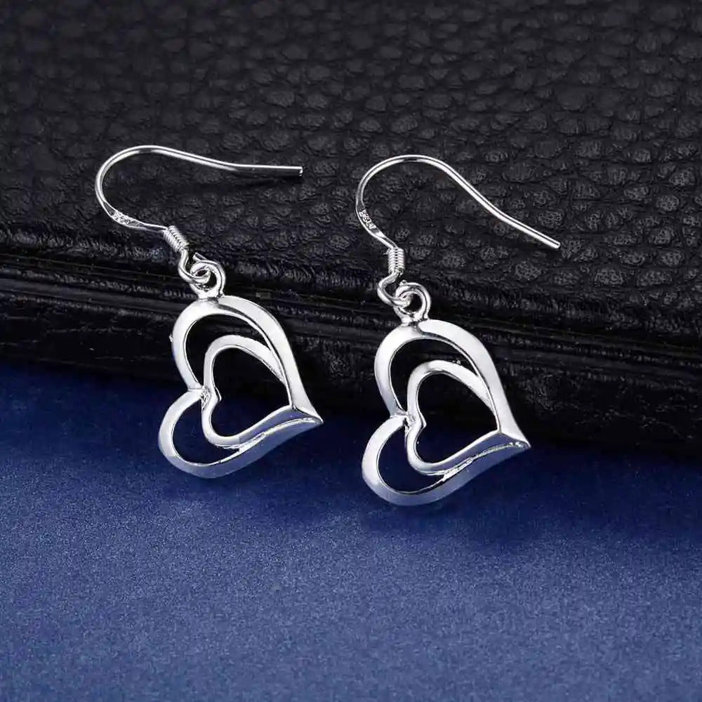 Original 925 Sterling Silver New Earrings Hearts For Women Exquisite Student Girlfriend Jewelry Accessories Wedding Fashion Gift