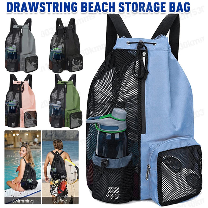 Swim Bag Mesh Drawstring Backpack with Wet Pocket Multipurpose Lightweight Beach Backpack for Swimming, Gym, and Workout Gear