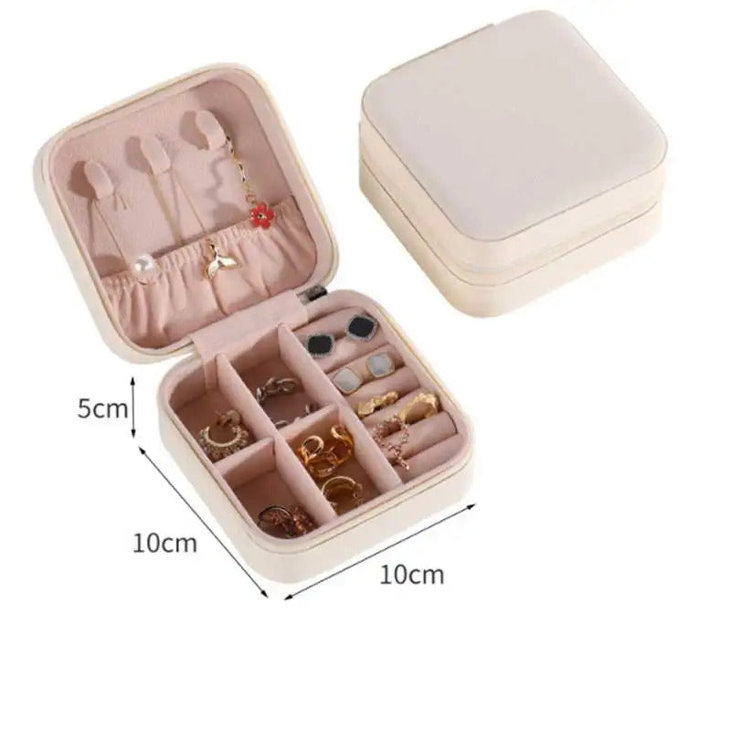 Portable Jewellery Box Ring Box Necklace Earring Storage Box Home Travel Jewellery Box Leather Display Case