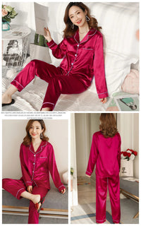 Pajamas Sets for Women 2024 Sexy Silk Women Pijama Sets Sleepwear Long-sleeve Cardigan Set Female Ice Silk Pyjamas Home Clothing