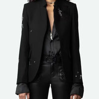 Cross-border e-commerce winnerz's 24 Z&@V Sassy Commuter Structured Simple Atmosphere Heart Pattern Notch Lapel Blazer