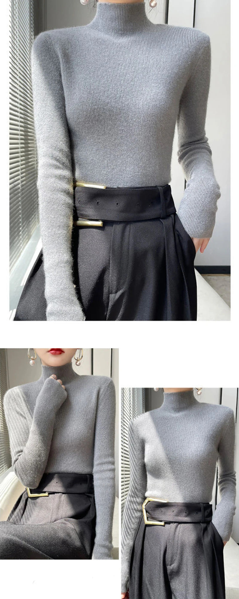 MEXZT Solid Sweater Women Half Turtleneck Knitted Pullovers Harajuku Korean Thick Knitwear Autumn Winter Fashion Slim Jumpers