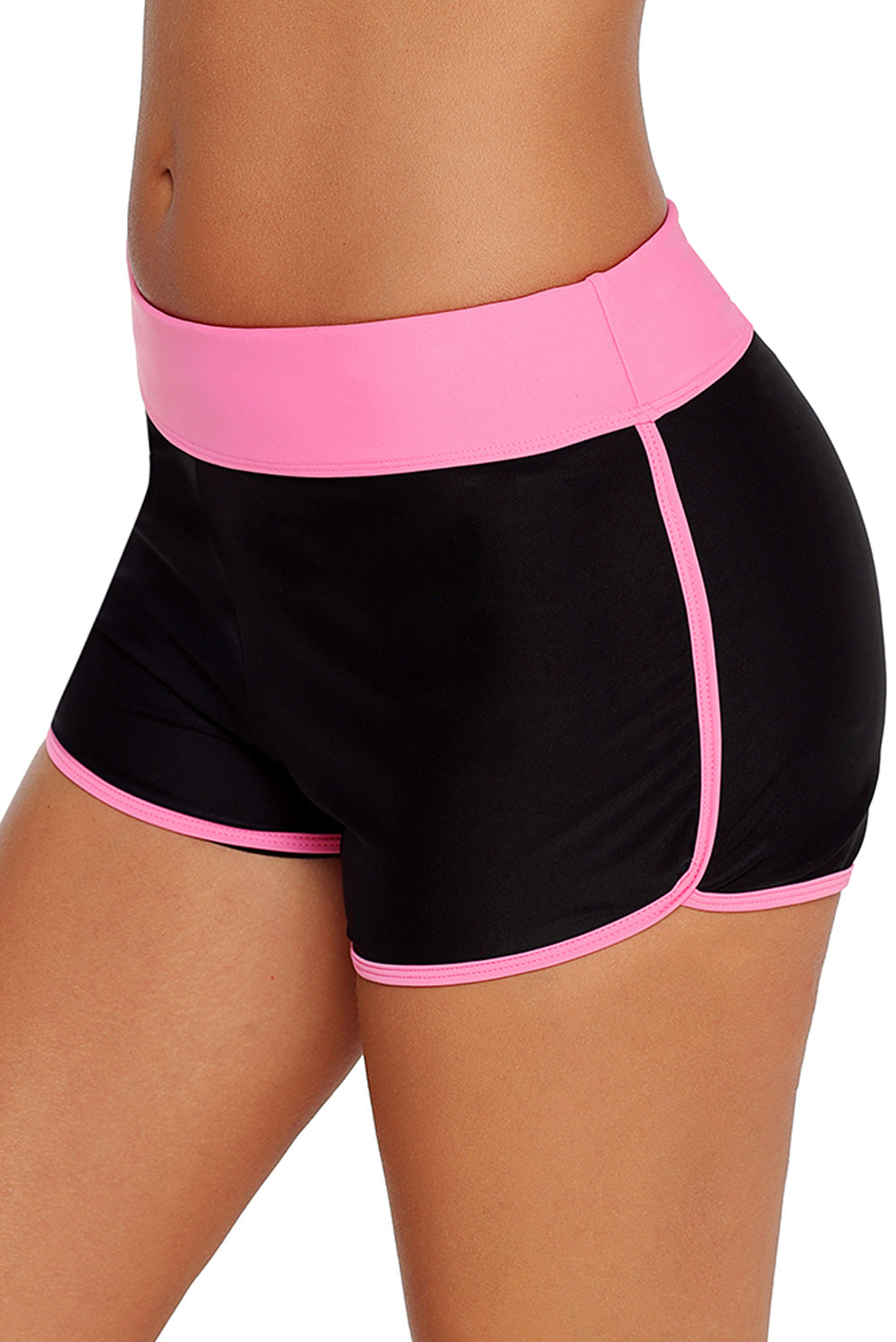 Contrast Pink Trim Swim Board Shorts