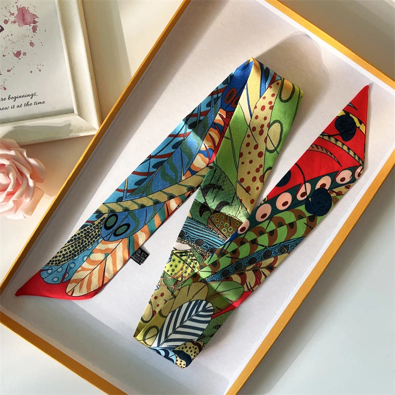 2022 Luxury Silk Scarf Slim Hair Accessories Fashion Bag Handle Ribbon Ladies Horse Print Headband Belt Ladies Fall New 60SKU