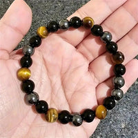 1 Natural Black Obsidian Hematite Tiger Eye Bead Bracelet For Men Magnetic Health Protection For Women Soul Jewelry