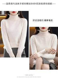 100% Merino Wool Cashmere Sweater Women Knitted Sweater Turtleneck Long Sleeve Pullovers Autumn Winter Clothing Warm Jumper Tops