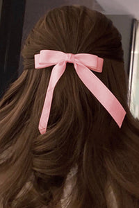 Pink Satin Knot Bow Hair Clip