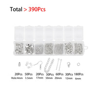 210-400pcs/Box Jewelry Making Kits Lobster Clasp Open Jump Rings End Crimps Beads Box Handmade DIY Bracelet Necklace Findings