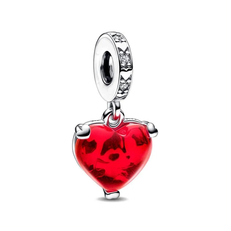 Red Series Christmas Apple Gift  Dangle Charms Beads 925 Sterling Silver Plated Fit Original Heart Bracelet Women Jewelry