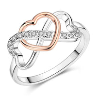 Christmas New 925 Silver Ring Pink Heart Zircon Shining Bow Ring Original   Ring DIY Women Fine Jewelry Christmas Gifts for girl