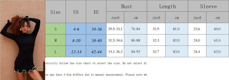 Elegant Round Neck Pleat Long Sleeve Women's Dress Casual Slim Black White Short Dresses 2024 New Female Chic Party Street Robes