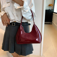 Fashionable Shoulder Bags for Women's Designer Solid Colors Patent Leather Crescent Bag 2024 New Small Handbag Ladies Totes Sac