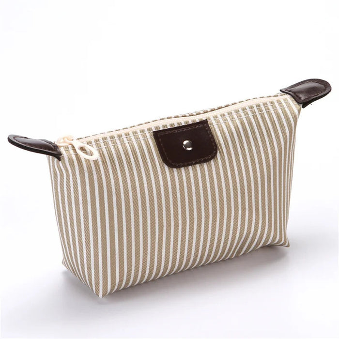 Fashion Striped Dumpling Makeup Bag Folding Wash Bags Bath Handbag Travel Purse