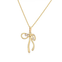 HECHENG, High Quality INS Style Gold Plated Bow Pendant Necklaces for Women Pearl Pendant Jewelry