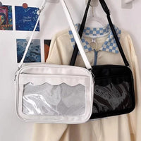 Japanese Harajuku Ita Bag for Women PU Transparent Pocket Itabag High School Girls Uniform JK Crossbody Shoulder Bag Handbags