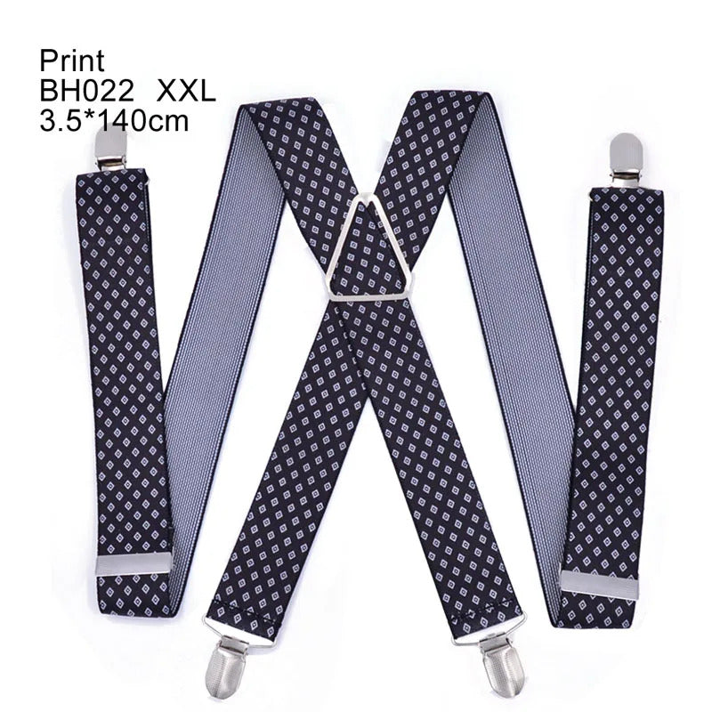 Heavy Duty Big Suspenders for Men Adjustable Elastic X Back Pants Women Suspender for Trousers Braces Straps  clips letter black