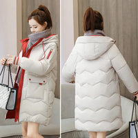 2023 New Women Long Down Cotton Jacket Korean Loose Cotton Coat Winter Thicken Warm Women Parkas Winter Female Hooded Coat