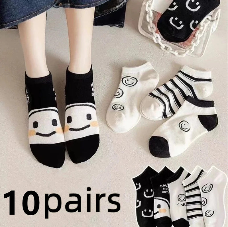 5 Pairs Letter Print Socks Comfy & Breathable Sports Short Socks Women's Stockings & Hosiery Soft & Comfy All-match Short Socks